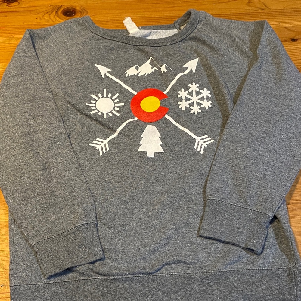 Gray Kids Sweatshirt with Graphic Design